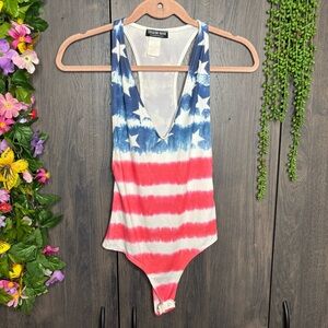 |🌼3/$30🌼Fashion Nova Patriotic Flag Bodysuit Size Small